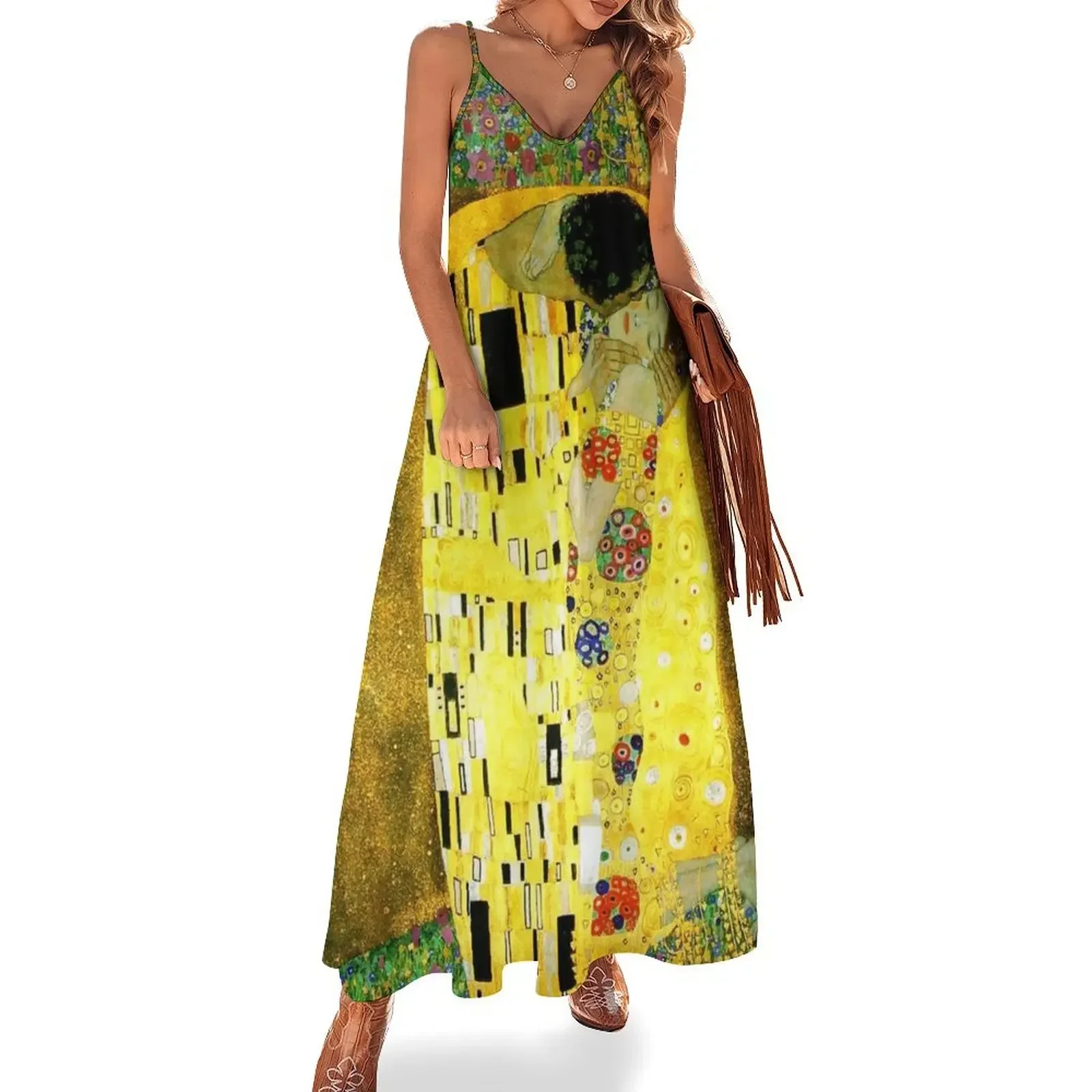 

The Kiss by Gustav Klimt Sleeveless Dress Long dress woman Women's summer skirt summer dress daily