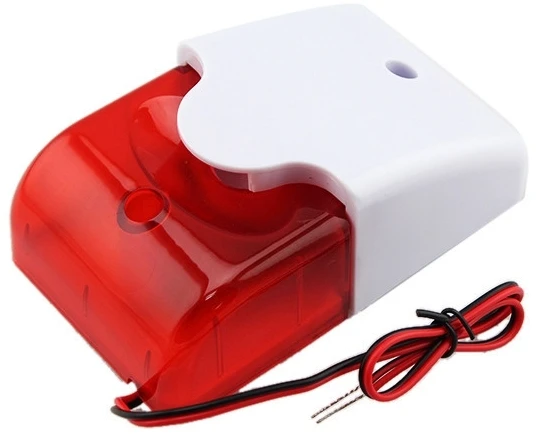 DC12V Red Strobe Siren Indoor Outdoor Wired Sound 110dB Volume adjustment with Flash Light alarm systen