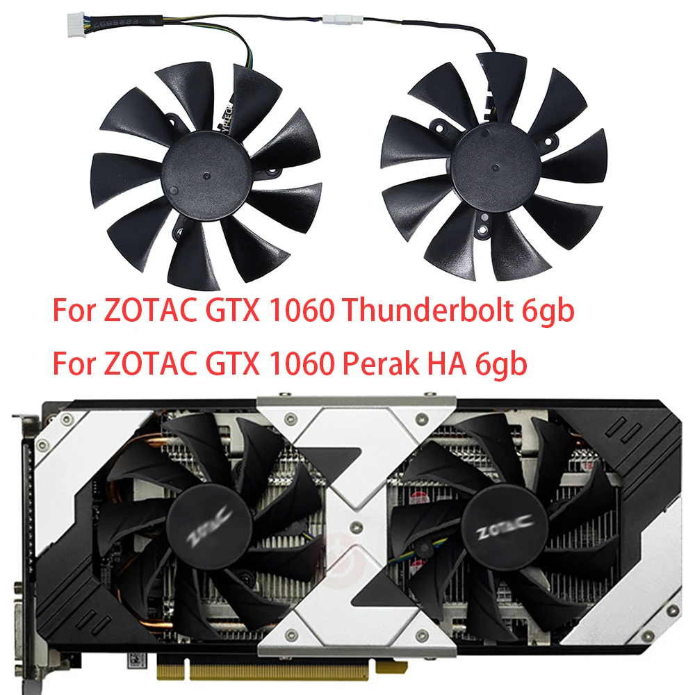

GPU Cooler,Video Card Fan,2Pcs/Set,GFY09010E12SPA,For Zotac GTX 1060 Thunderbolt 6gb,For ZOTAC GTX1060 Perak HA 6gb