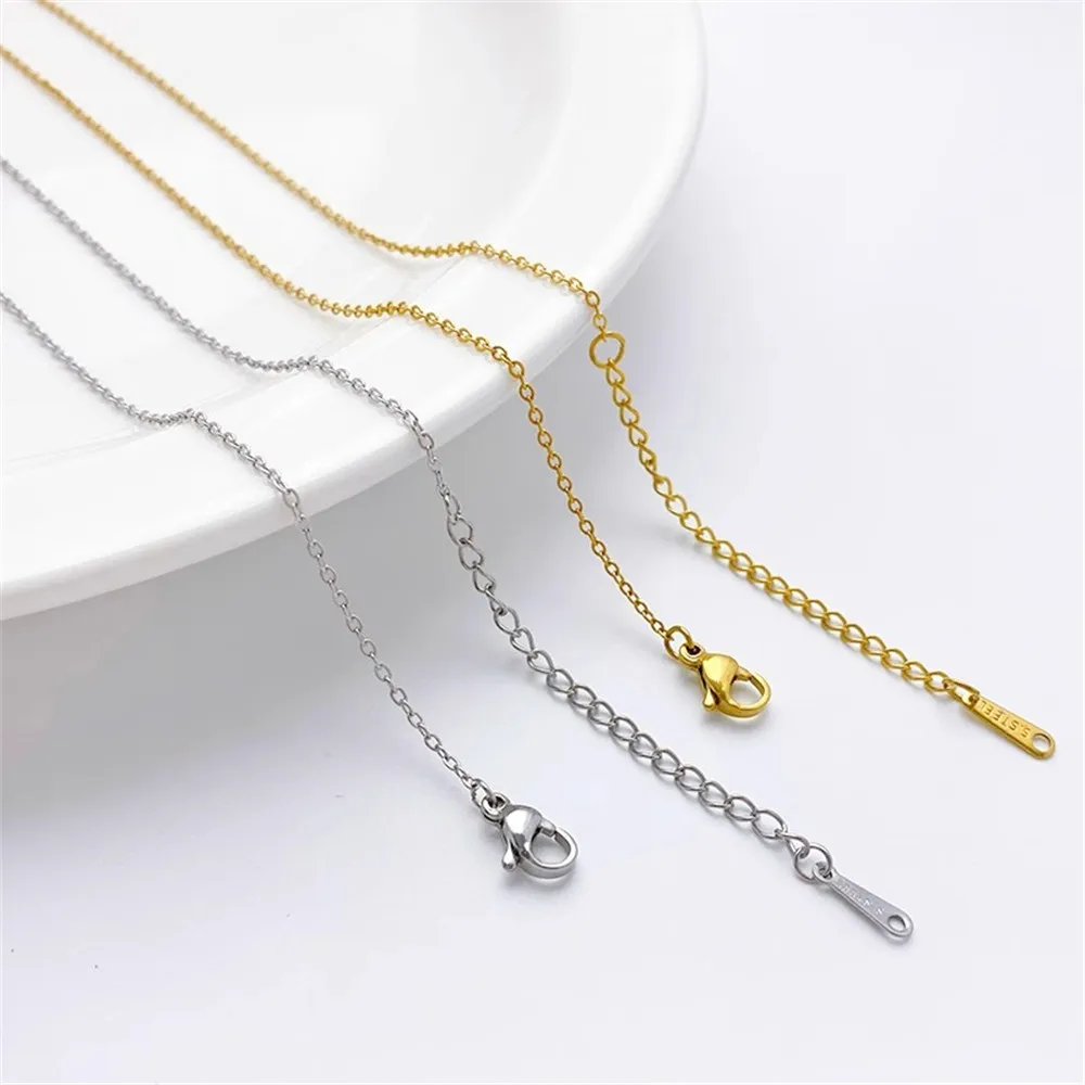 Titanium Steel Stainless Steel Non Fading Flat O-shaped Necklace Collarbone Chain Vacuum Plated Fine Neck Chain DIY Jewelry L051