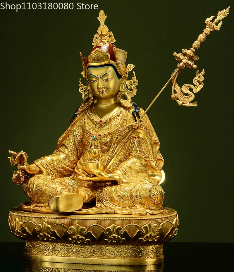 Copper brass gilding padmasambhava Buddha statue Tibet buddhism Guru Rinpoche sculpture Large size 48cm,32cm