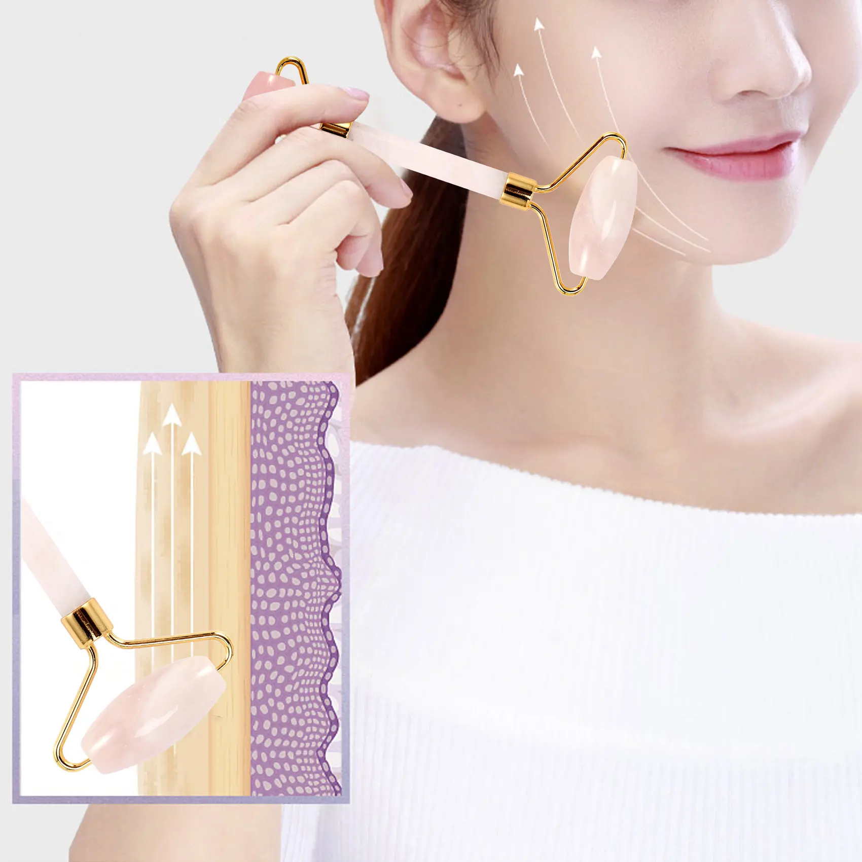 プロモーション!翡翠石フェイシャルマッサージローラー実用的な翡翠の顔抗しわボディヘッドポータブル美容ヘルスケアツール