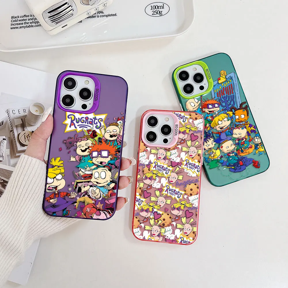 Funny Cartoon Cute R-Rugrats Phone Case for OPPO Reno 6 6Pro 7 7Pro 7Z 8T 10ProPlus 5G Candy Color TPU Hard PC Cover