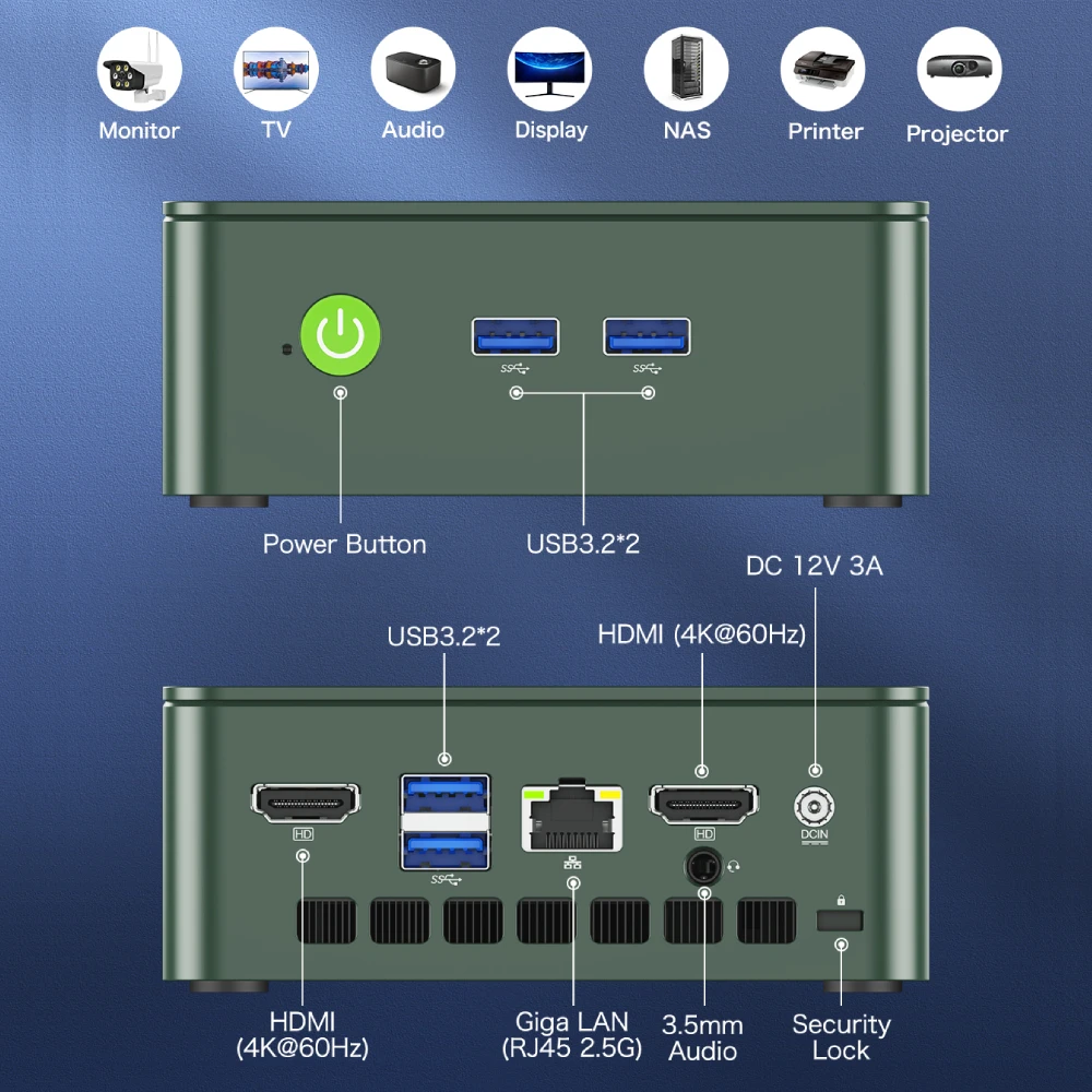 كمبيوتر GMKtec G3 Mini PC Intel Alder Lake N100 Windows 11 Pro Mini PC 8/16GB DDR4 256/512GB PCIe M.2 SSD WiFi 6 BT5.2 كمبيوتر مكتبي
