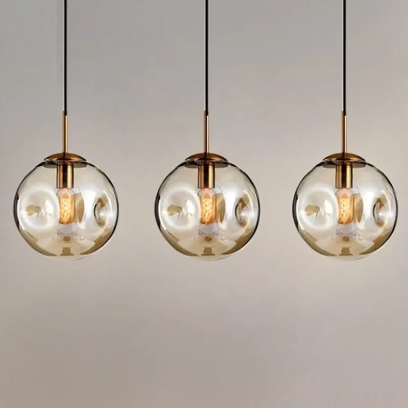 Modern Hanging Loft Glass Lustre Pendant Light LED Industrial Decor Lights Fixtures For Kitchen Restaurant Chandeliers Lamp