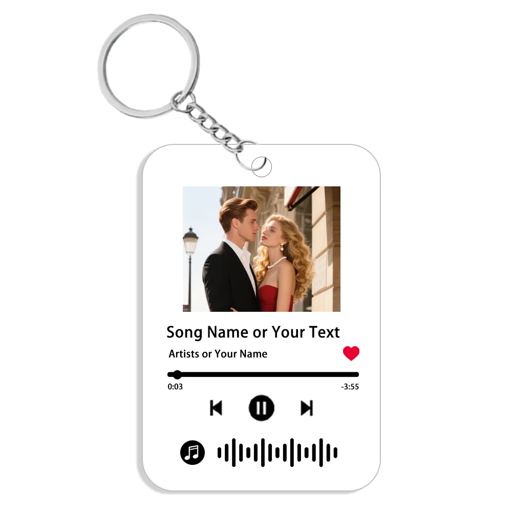 

Personalized Spotify Keychain Custom Photo Music Song Keyring Acrylic Plaque Frame Romantic Couples Gift For Lover Birthday