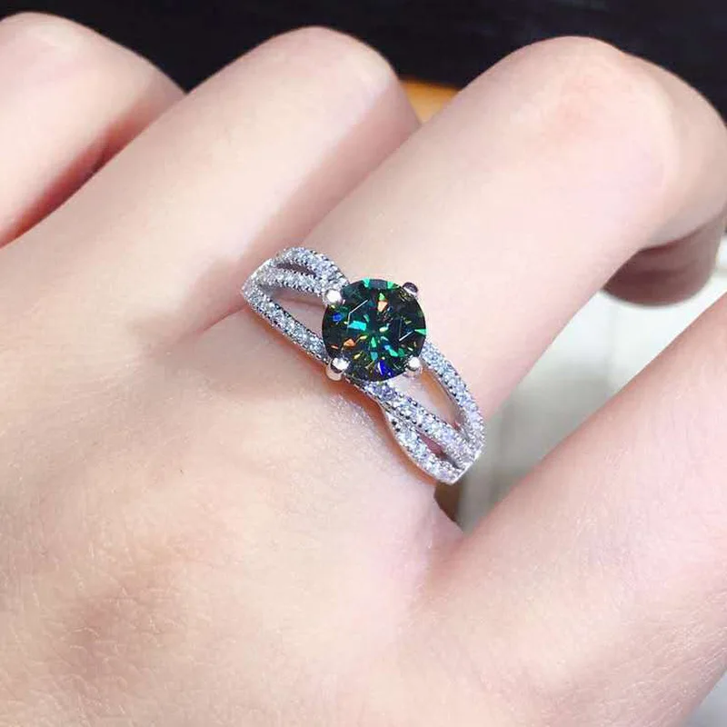 1-carat blue-green zircon women's 925 sterling silver ring – perfect for parties, dinners, weddings, anniversaries, and elegant