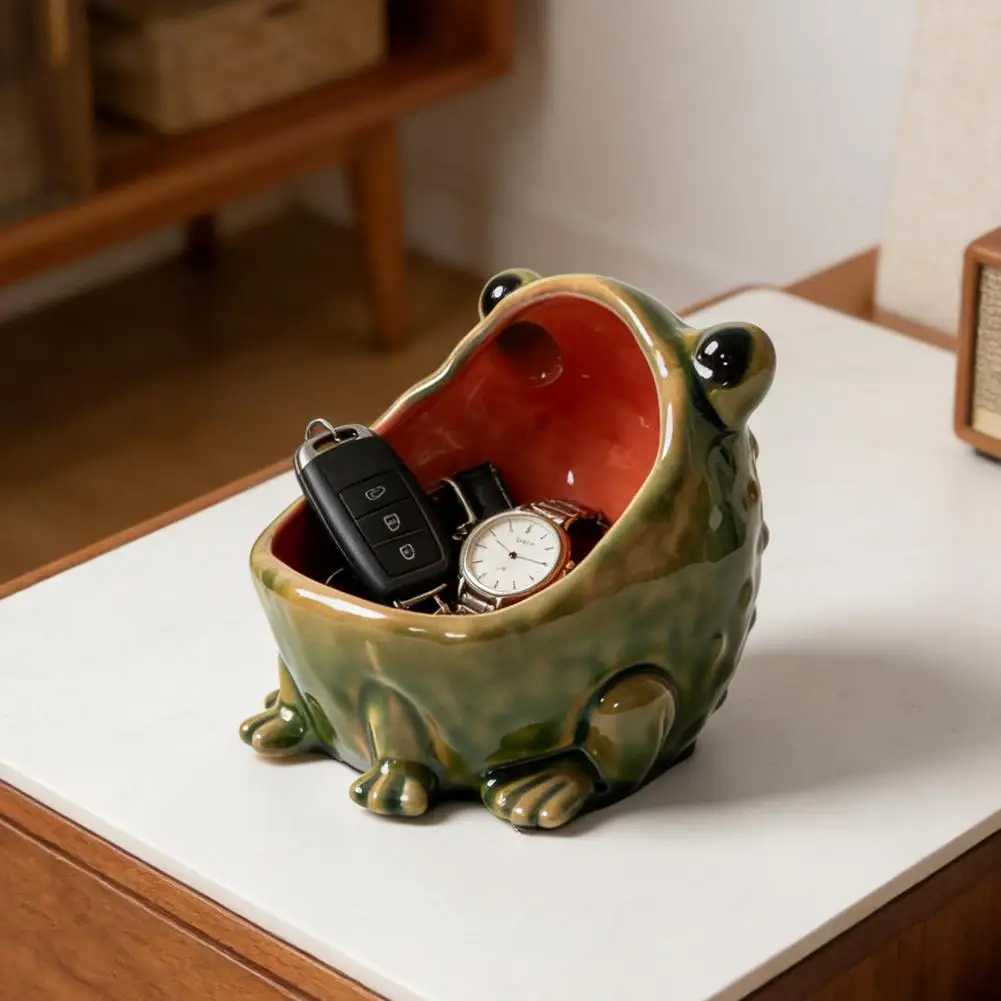 Keramik-Frosch Aufbewahrungsschale Kreative Tierfigur Schlüssel-Bonbon-Sundries-Behälter Eingangsbereich Heim-Schreibtisch-Deko-Ornament – Detail 7