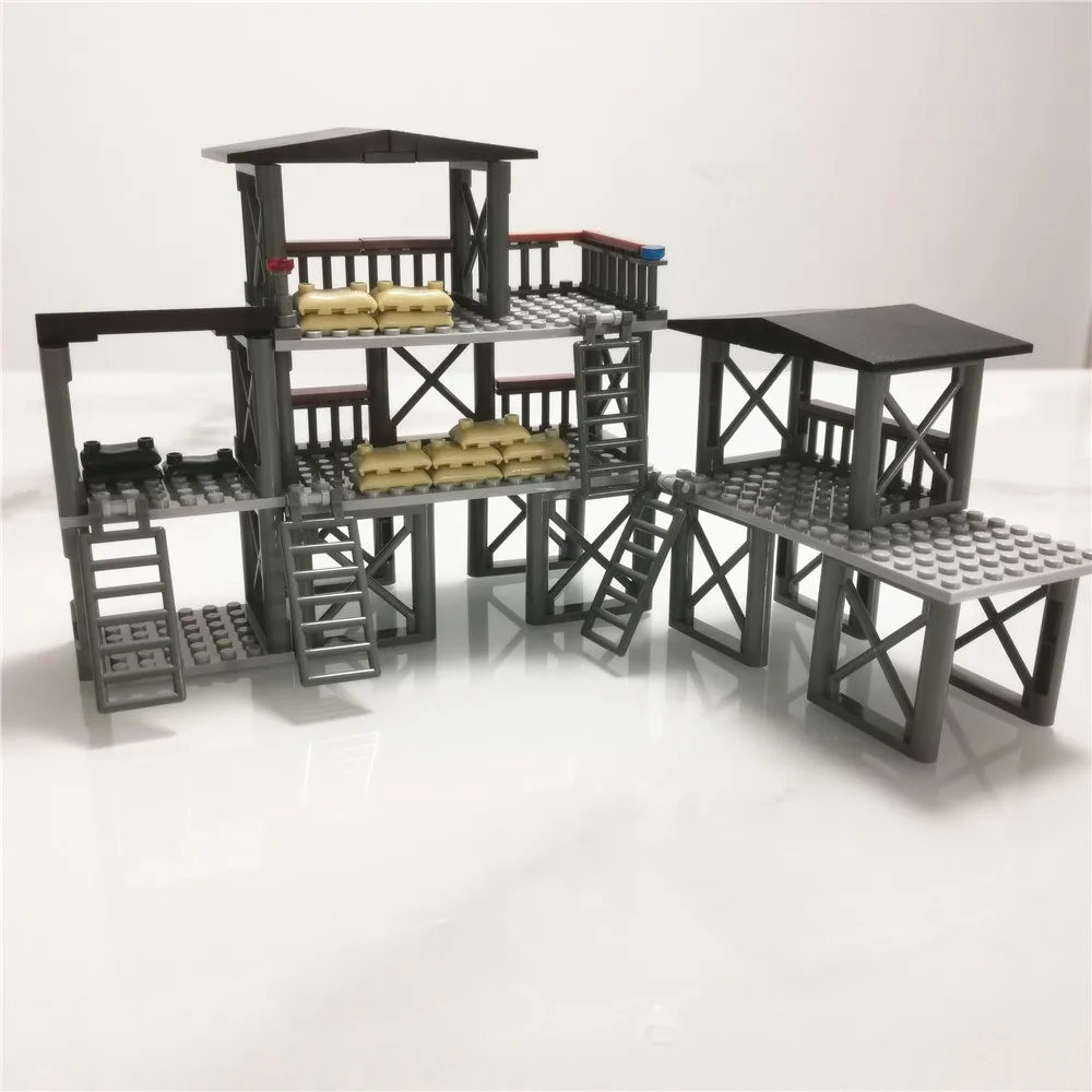 Sentry Tower importer décennie ks Bricks, Army Military, WW2 Accessrespiration, Fence Net, Assembly Parts, DIY Construction Model MOC Sets