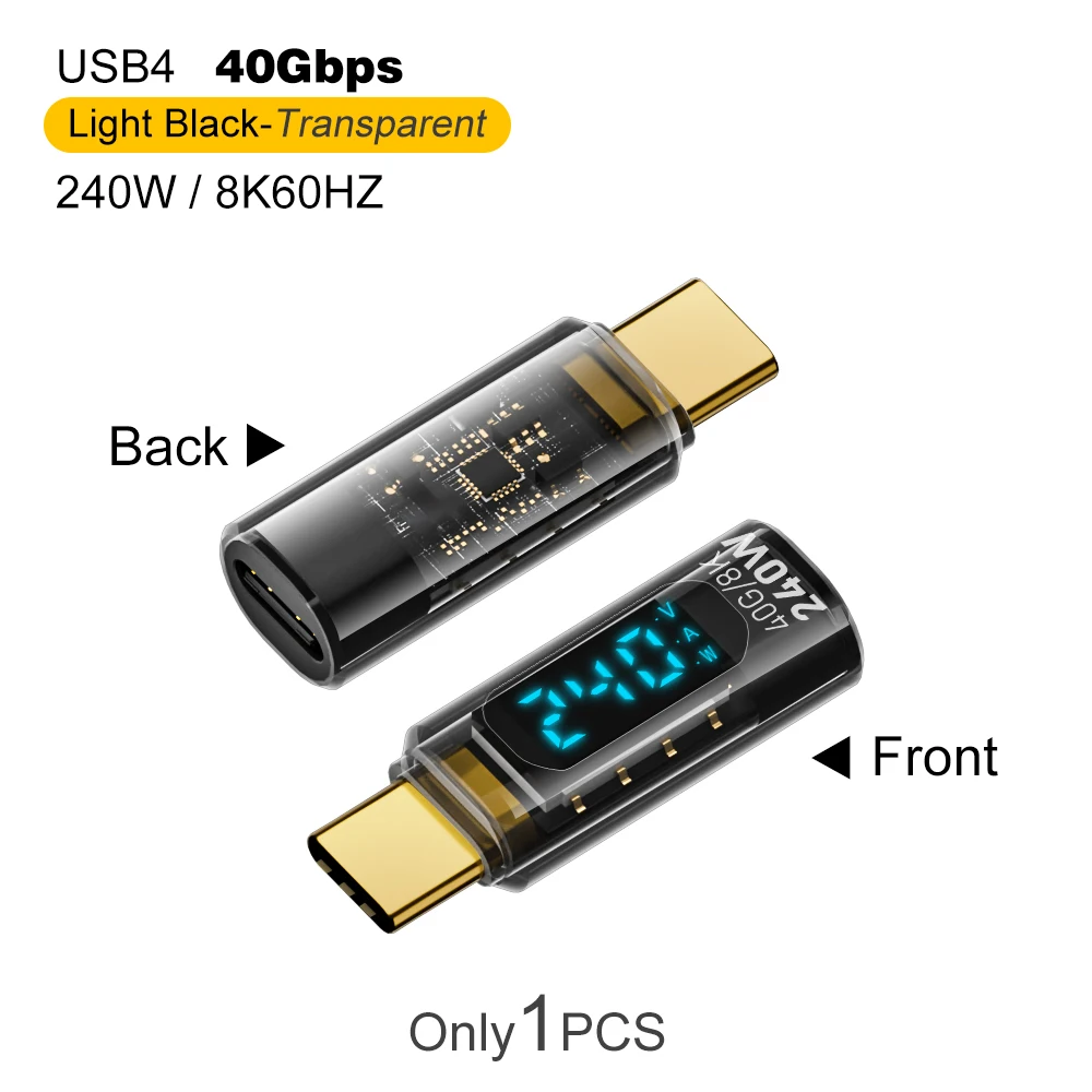 40 Gbps USB4 Type C Adapter Digitaal Display USB 4 80 Gbps Thunderbolt 4/5/3 Kabelconnector USB-C naar USB-C OTG 240 W 8 K voor laptop