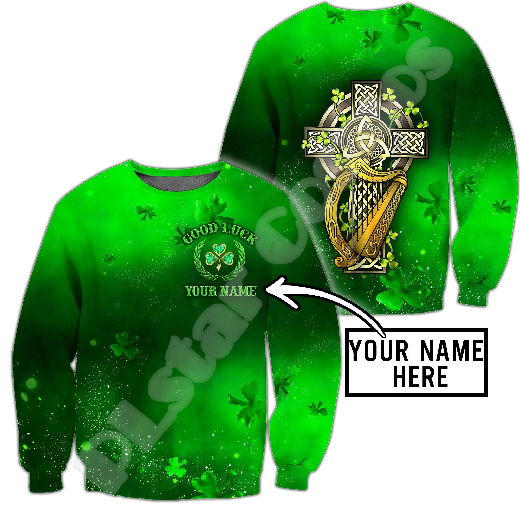 NewFashion Country Flag Ireland Clover Irish St.Patrick Tattoo Vintage 3DPrint Pullover Funny Harajuku Casual Jacket Hoodies X19