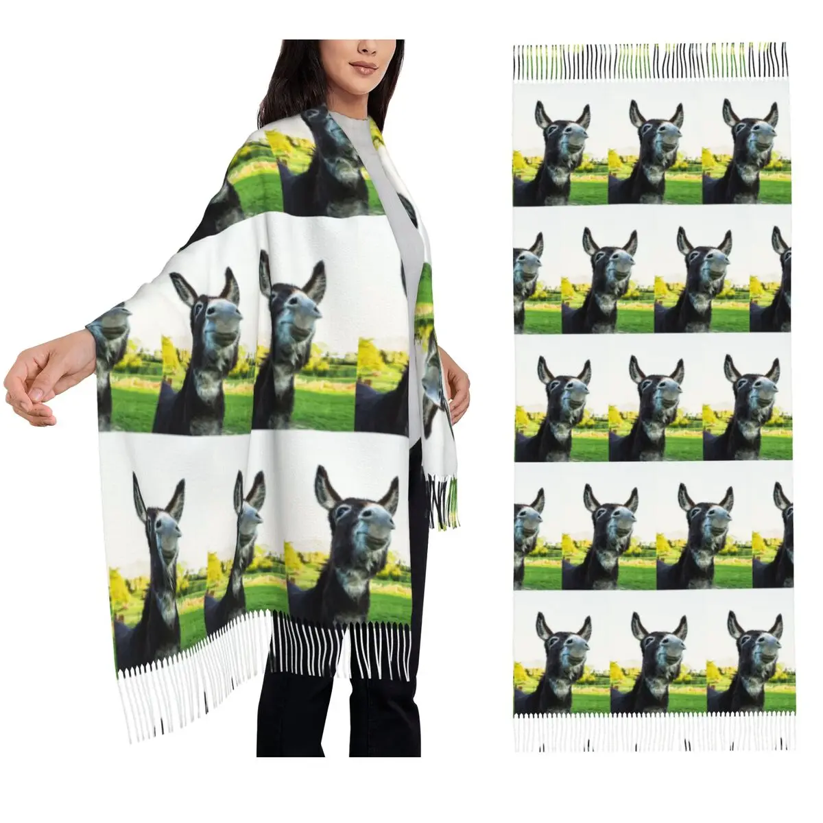 

Donkey Scarf Tassel Scarves for Women Soft Warm Shawls and Wraps Large Fall Winter Shawl Wrap