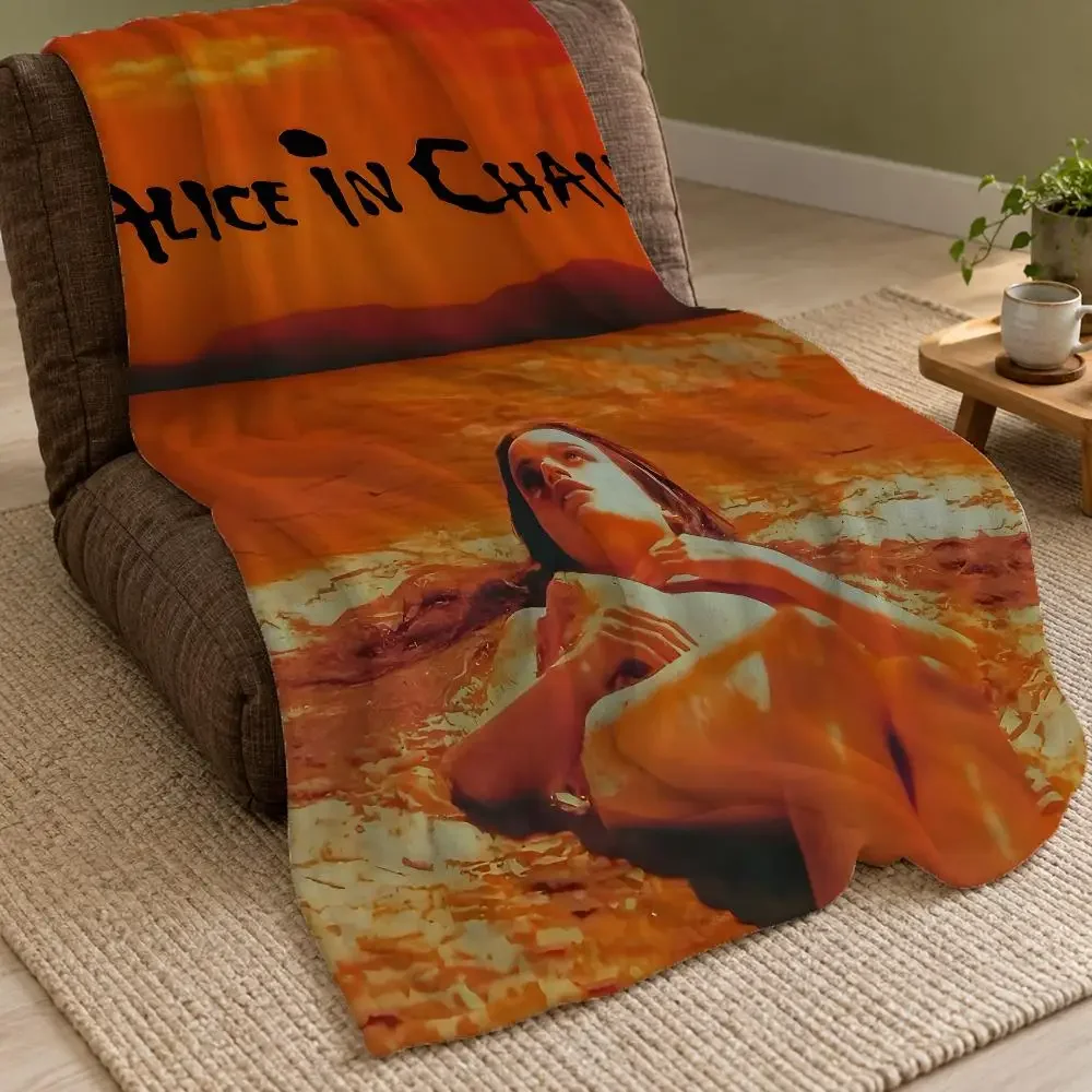 Retro Music Alice In Chains Throw Double Sided Flannel Throw Blanket Soft Warm Washable Home Decor