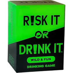 Risk It Or Drink It divertido juego de fiesta verde para adultos, juegos de beber para la universidad, juego de cartas, prejuego nocturno, divertido, Dares, Cha