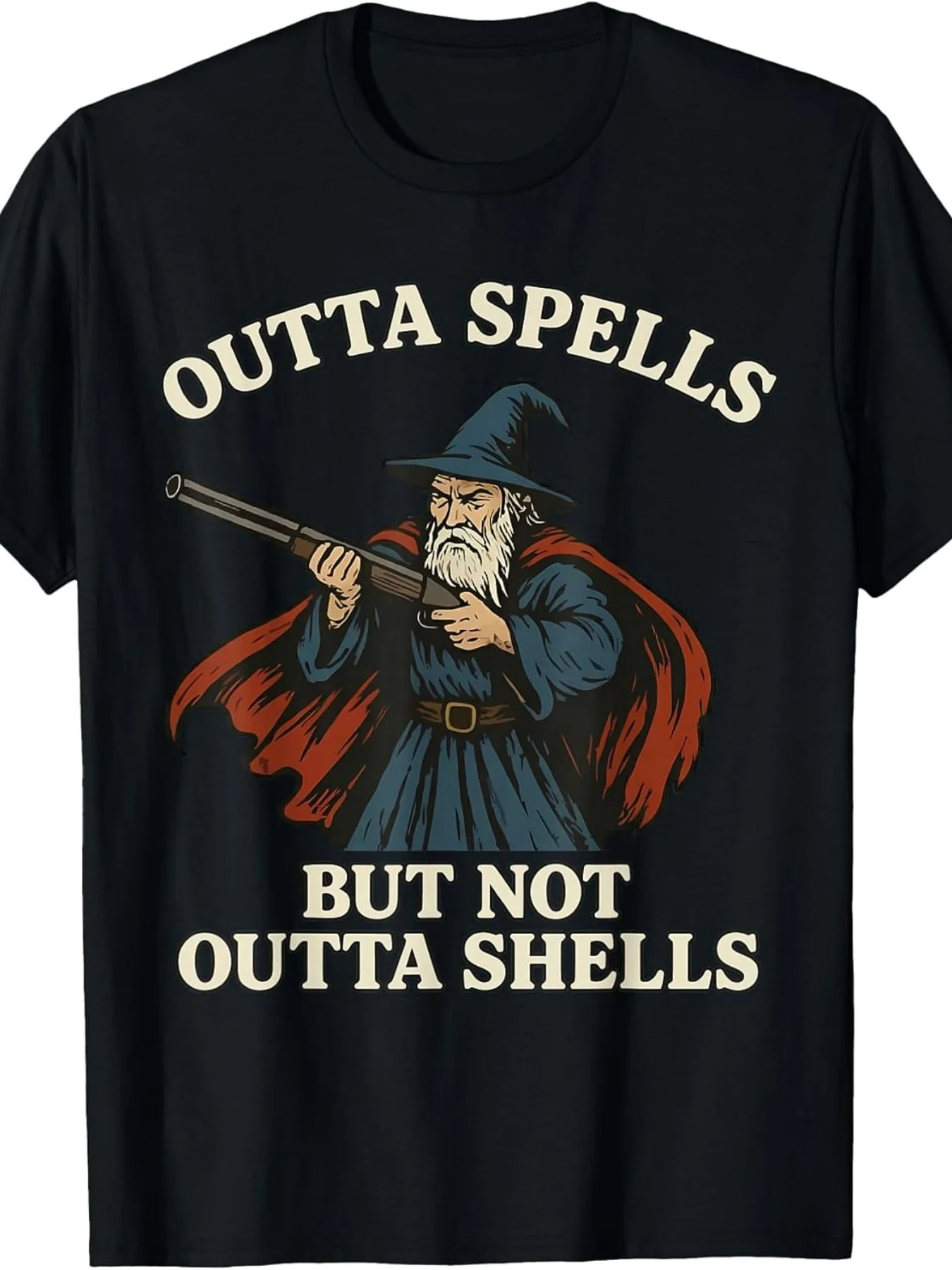 No Magic, No Wizard - Fantasy Meme T-shirt. Fashion boutique, casual wear, round neck, vintage style, regular fit, slightly stretchy fabric, graphic print, very suitable for adult plus sizes