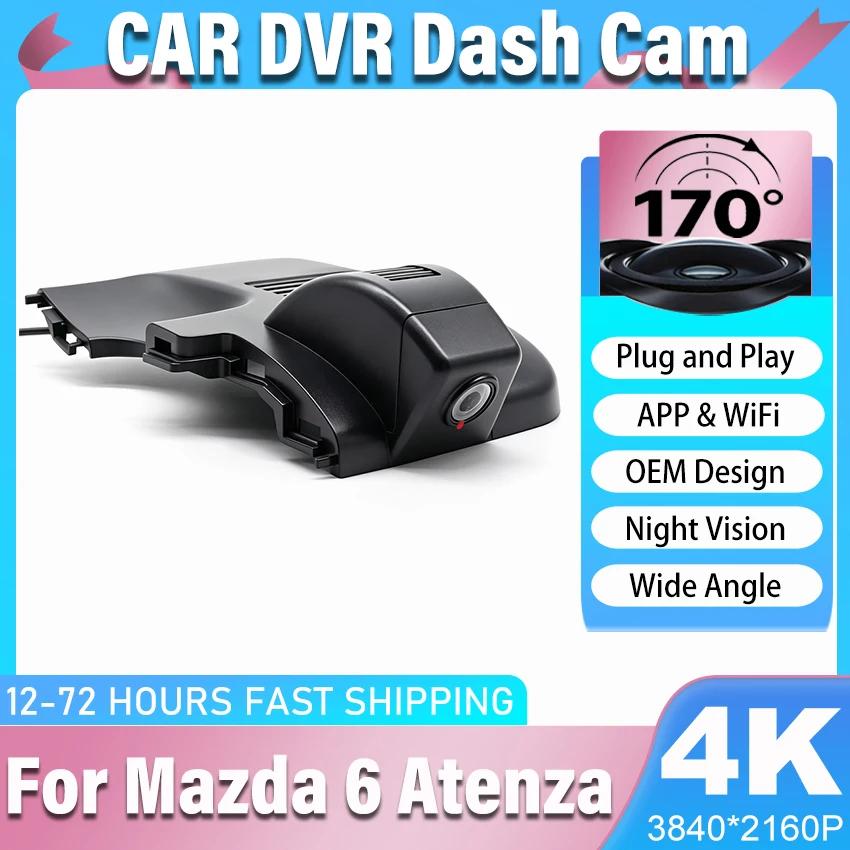 nouveau-camera-de-tableau-de-bord-plug-and-play-pour-mazda-6-atenza-2018~2025-avec-toit-ouvrant-enregistreur-video-4k-2160p-dashcam-d'origine