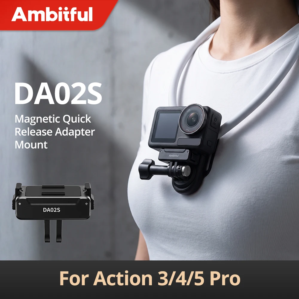 Ambitful DA02S DA03S Cold Shoe Adapter Mount Dual Locking System Physical Clamps Universal 1/4'' Screw Hole For Action 3/4/5 Pro