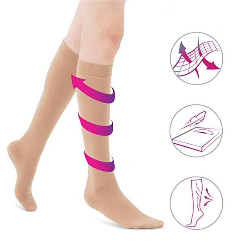 New Unisex Socks Compression Stockings Pressure Varicose Vein Stocking Knee High Leg Support Stretch Pressure Circulation Cool