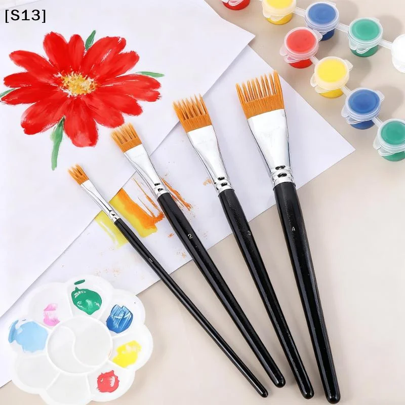 

4Pcs Serrated Shape Paintbrush Set For Watercolor Oil Digital Painting - Landscape Leaf Art Brushes For Artists & Students[S13]