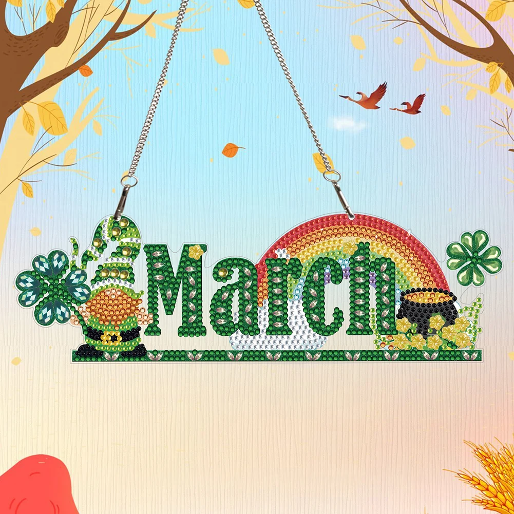 

Gnome 2D Flat DIY Rhinestone Diamond Art Window Pendants Single-Sided Drill Diamond Art Pendant DIY Home Decor Hanging Charm