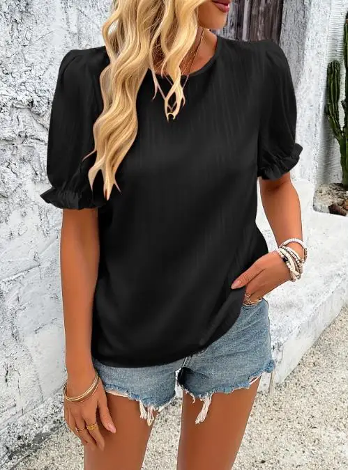 菌デザインのミニマルでエレガントなレディース半袖シャツ