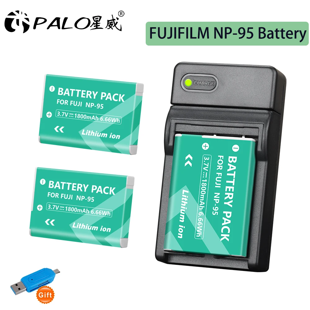 

NP 95 Battery Pack NP-95 3.7V 1800mAh Bateria for Fujifilm F30 F31 F31FD 3D W1 X100T X100S X100 X30 + Type C Fast Charge Charger