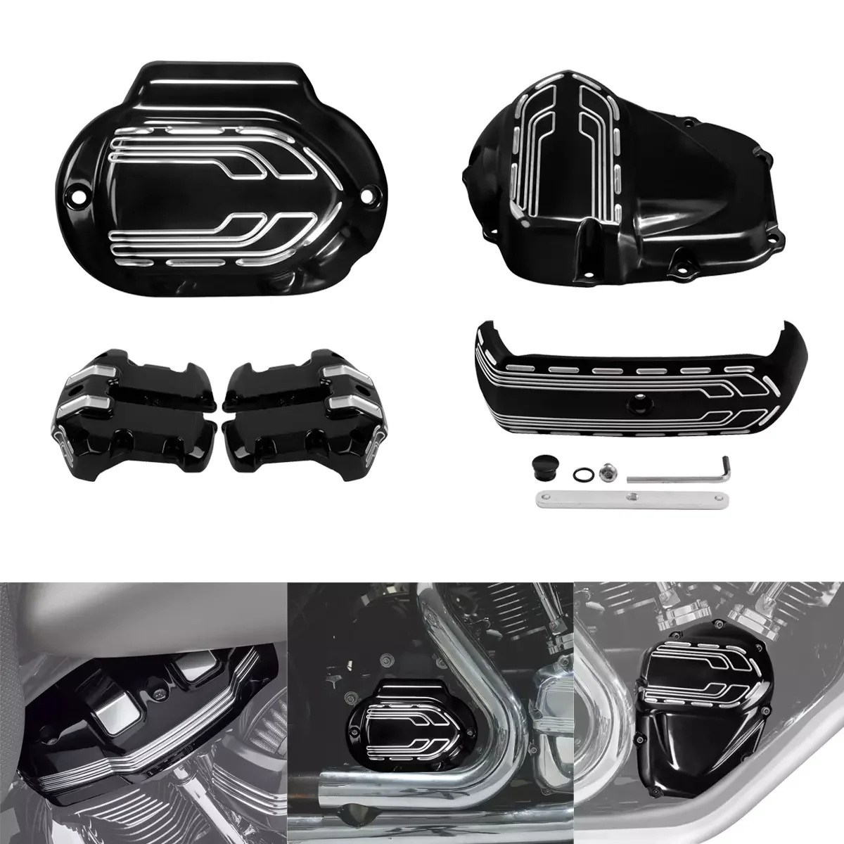 Rocker Box Transmission Side Cam Cover Trim Fit For Harley CVO Limited FLHTKSE 2020 Road King FLHR 2019 Street Glide 2018 FLTRXS