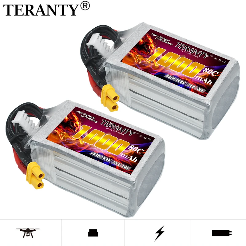 Upgrade TERANTY 1000mAh 4S 14.8V 80C/160C indoor remote control traversal model drone FPV racing helicopter Lipo battery