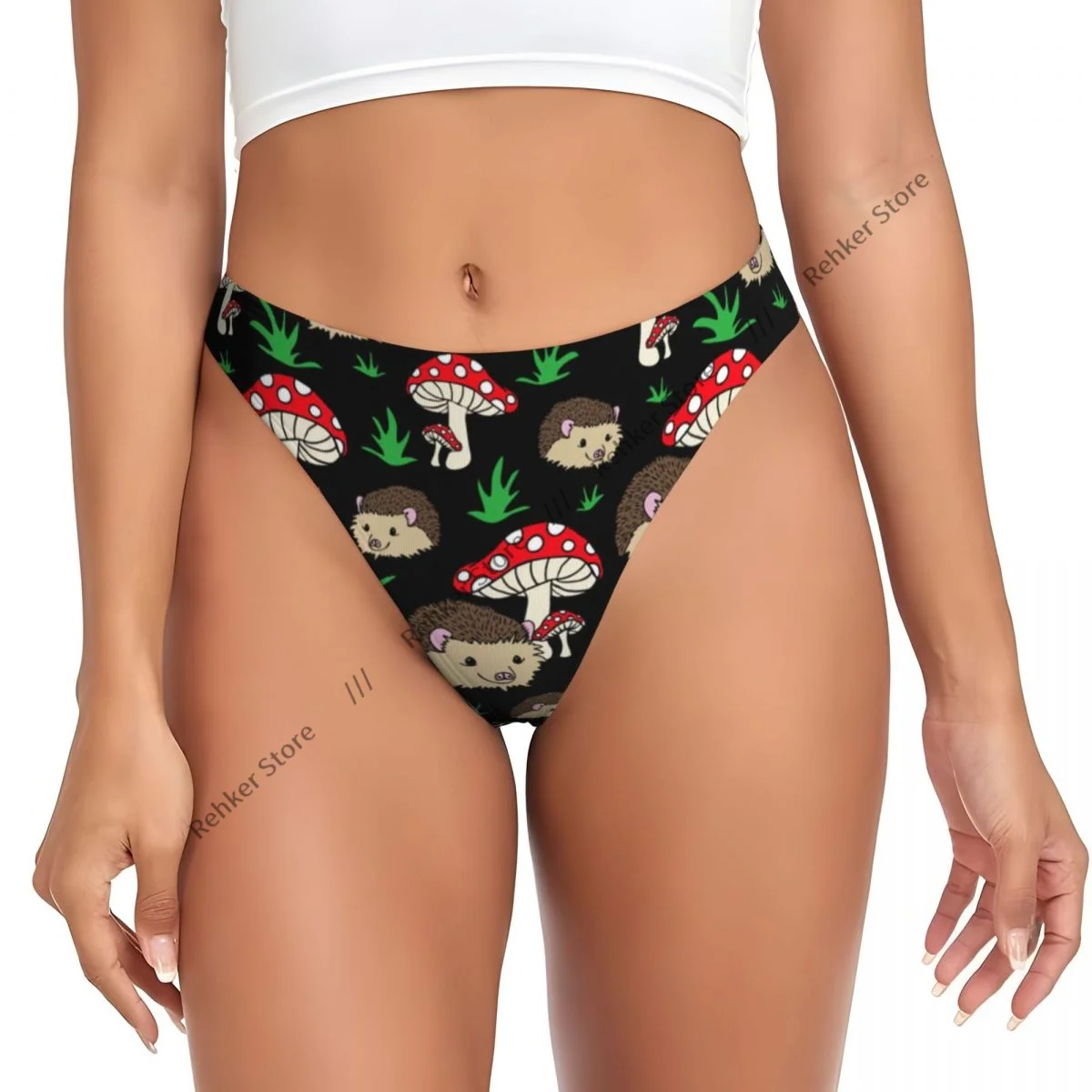 

Sexy Panties Hedgehogs And Mushrooms Thongs Underwear Women Lingerie Breathable G-string