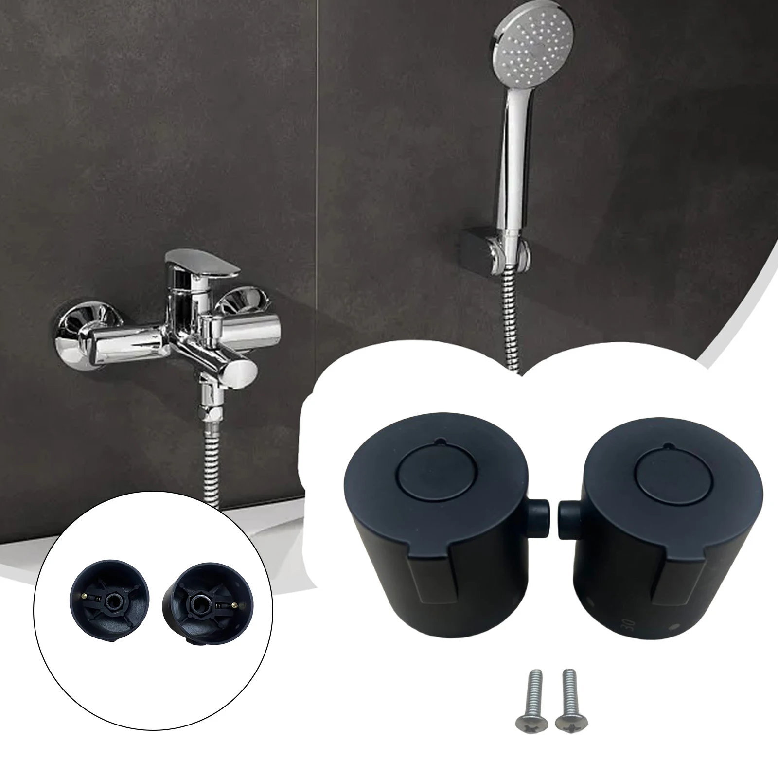 1 Pair Shower Thermostatic Handle Knobs with Temperature Indicator for Precise Water Control Suitable for Multiple Faucet Models