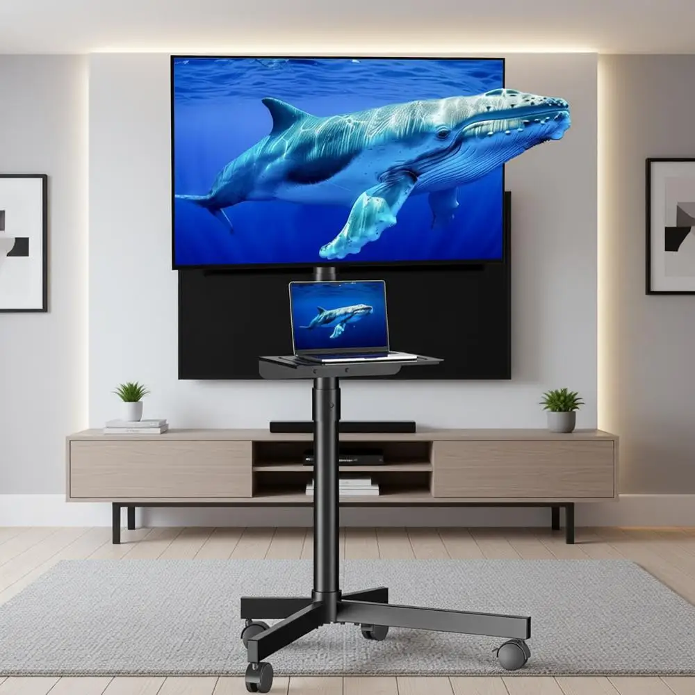 

Регулируемая по высоте подставка для телевизора на колесиках для экранов 23-60 дюймов, до 40 кг, максимальный VESA 400x400 мм, черная