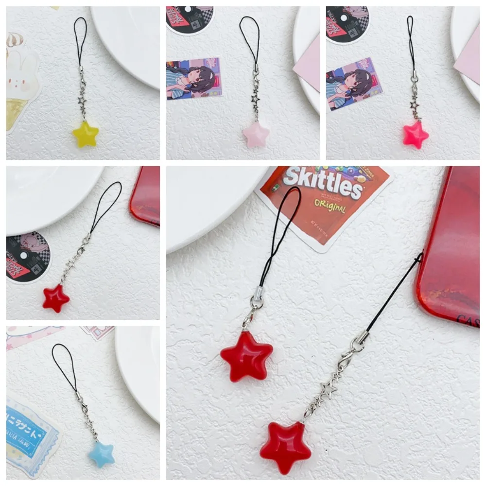 Hanging Cord Star Star Phone Strap Keychain Pendant Phone Hanging Rope Candy Color Stylish Mobile Phone Chain Couple Gift