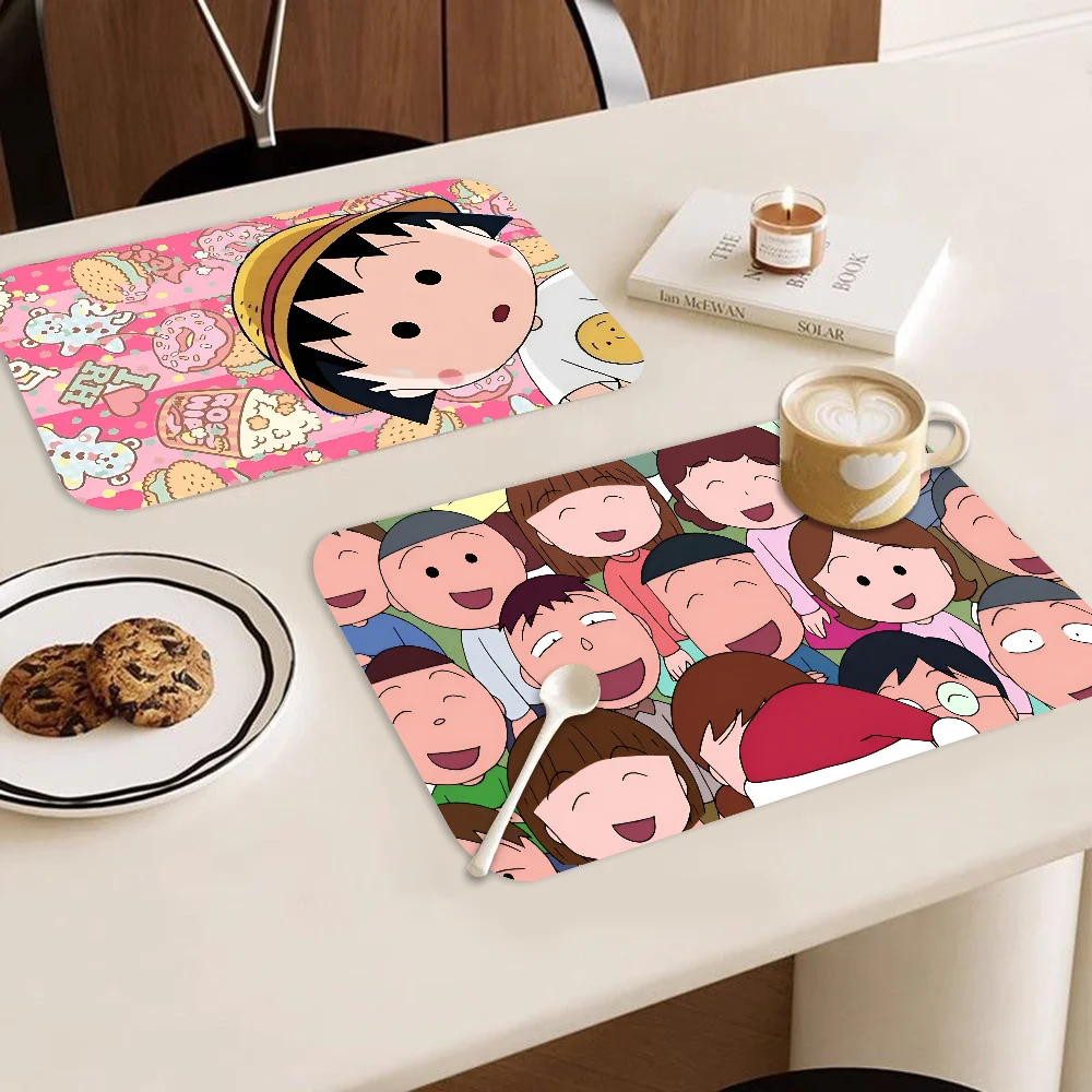 Chibi Maruko Chan Sakura Kyoko Cartoon Coffee Cup Ironing Mat Modern Art Texture Drying Mat Kitchen Counter Coffee Bar Drain Mat