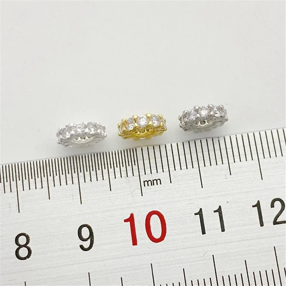 

14K Gold Micro-inlaid Zircon Snowflake Large Hole Bead Spacer Loose Bead DIY Bracelet Necklace Jewelry Material Accessories