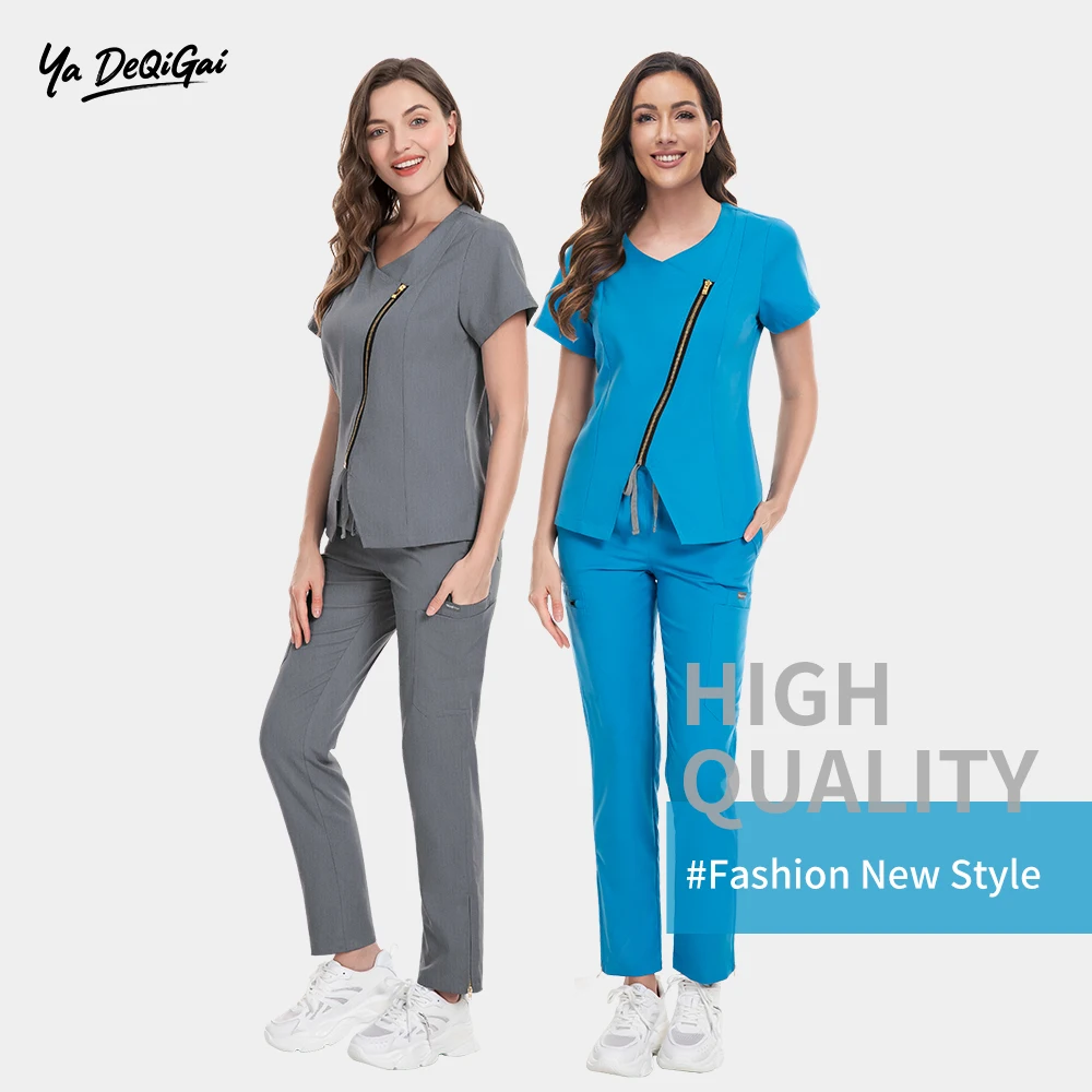 

High-quality Fashionable Nurse Uniform Breathable Scrub Elastic Beauty Clinic Dental Uniform Straight Pants Hospital Scrubs Sets