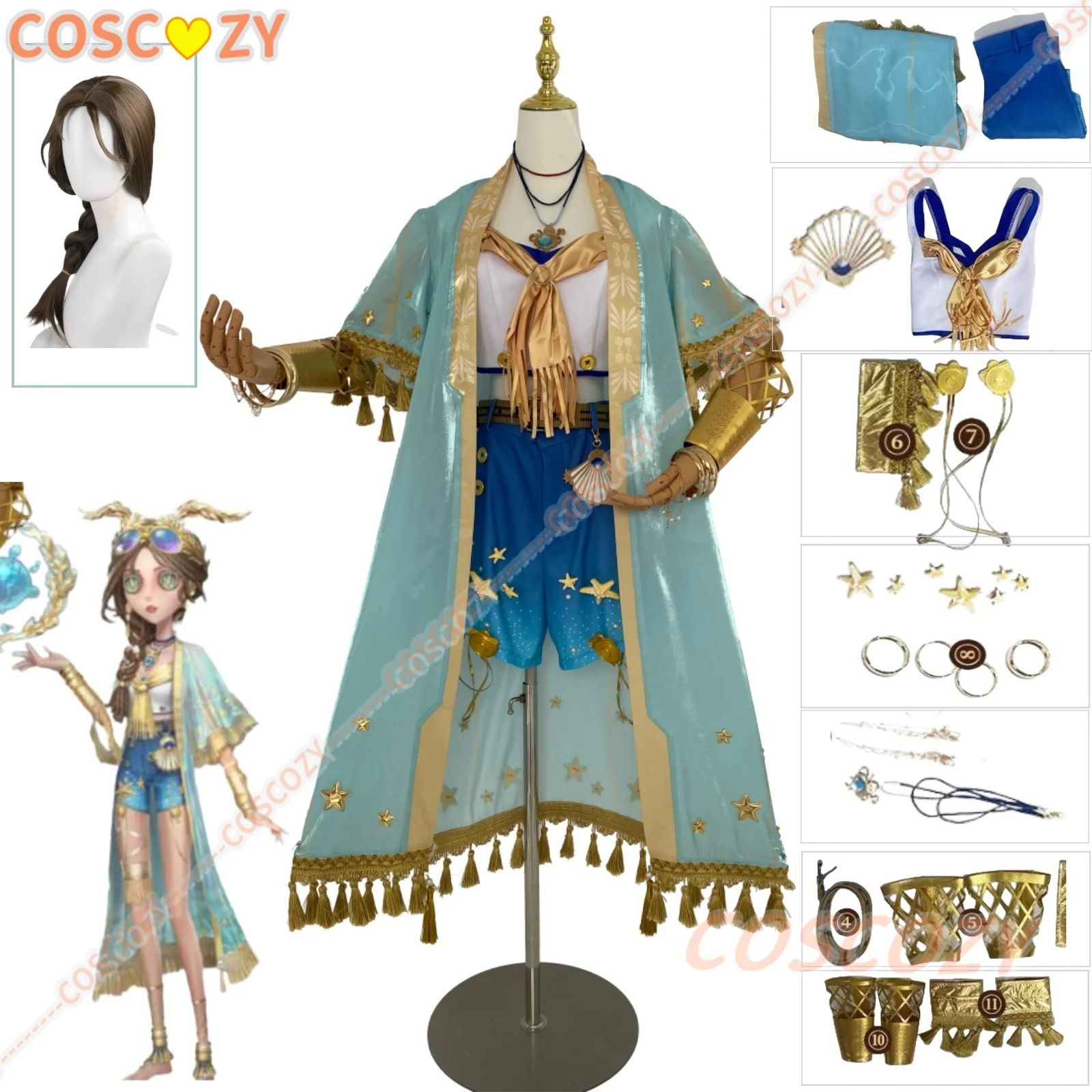 

Game Identity V Fiona Gilman Priestess Honorary Chief Cosplay Costume Wig Headwear Carnival Halloween Convention Outfit Props