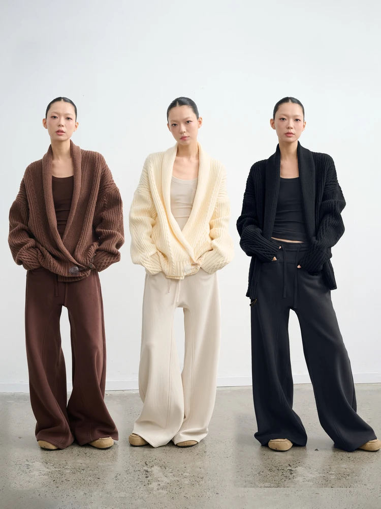 

Liny Liber Women's Loose Knitted Sweater Coat Casual Sle Color Autumn Winter Open Cardigan Long Sve Regular Fit