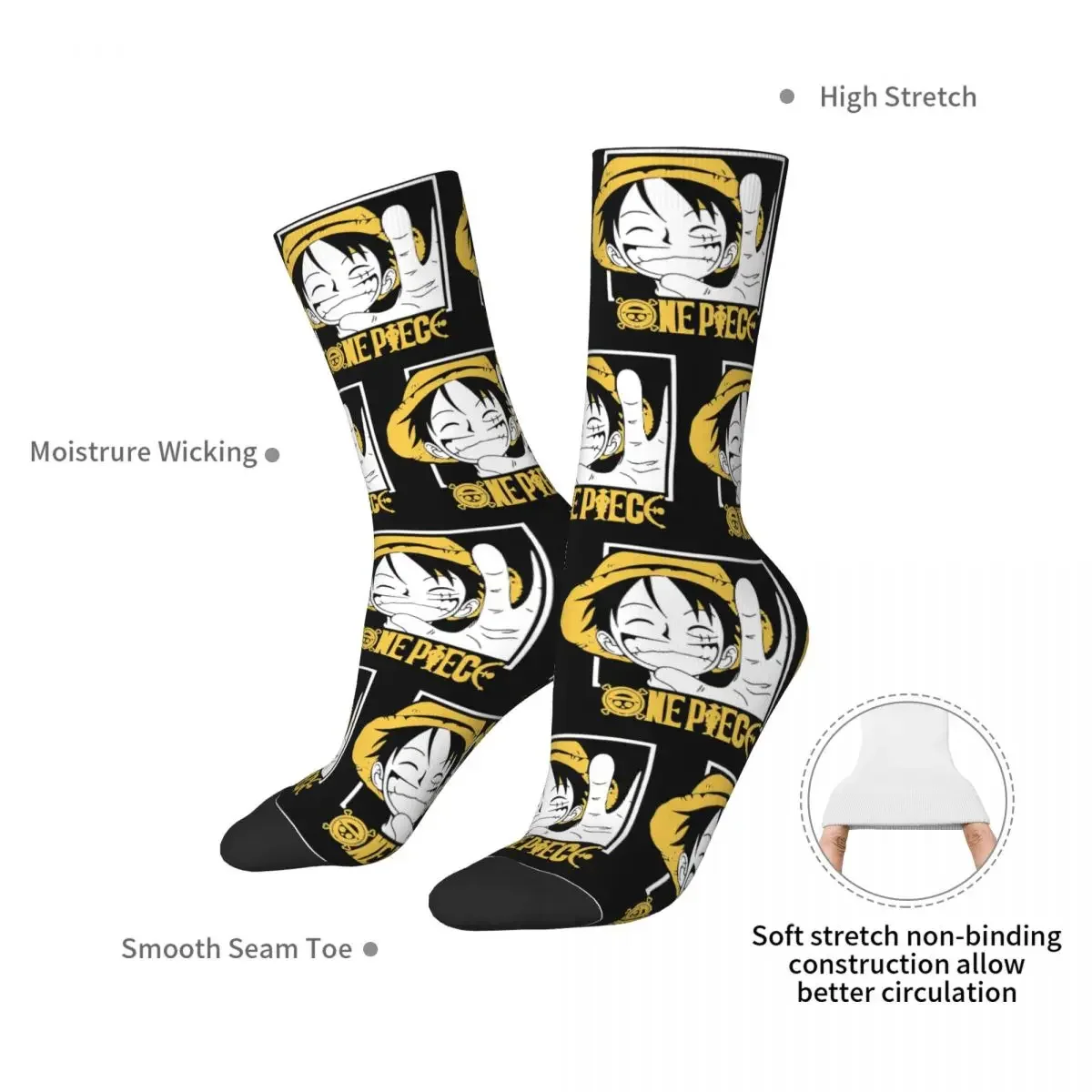 One Piece Monkey D Luffy Socks Harajuku Super Soft Stockings All Season Long Socks Accessories for Man Woman's Birthday Present