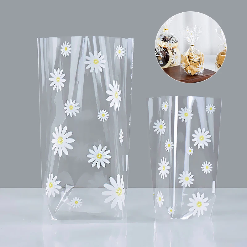 50Pcs Daisy Flower clear Plastic Bag candy cookie baking package bags wedding birthday party Favor decoration Supplies