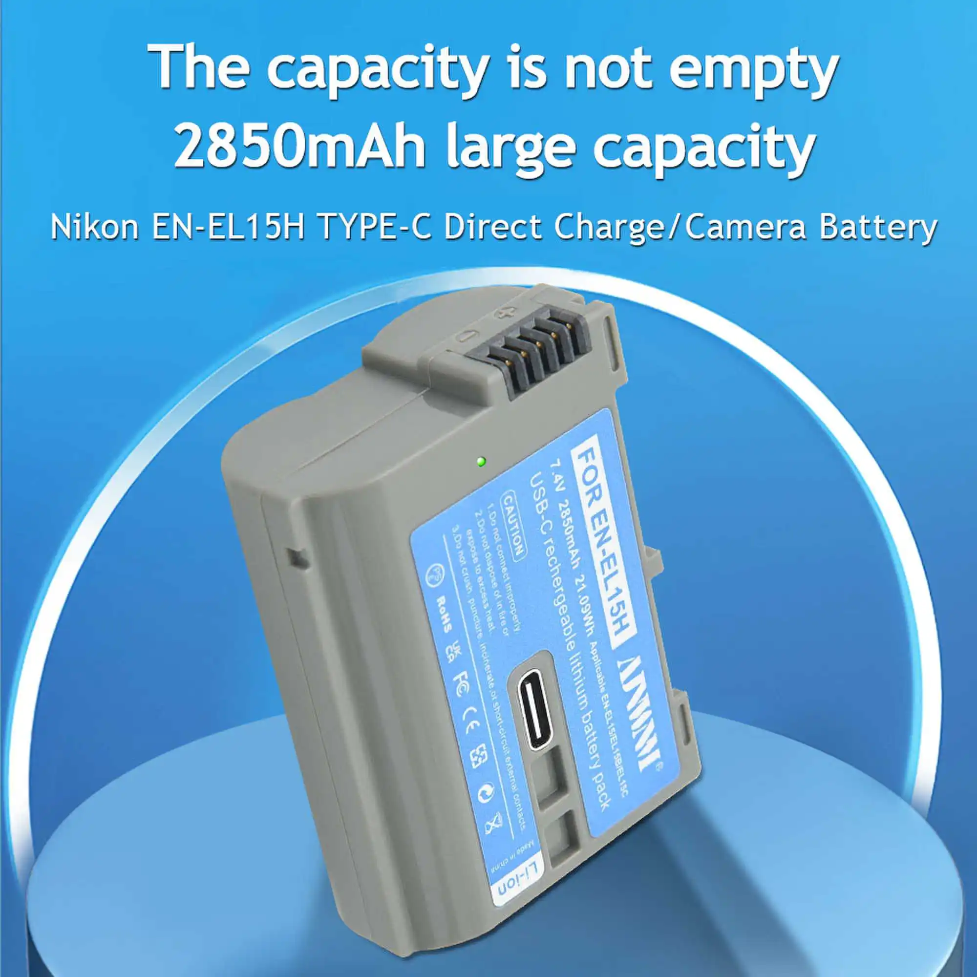 2850mAh En El15 EN-EL15C Nikon Battery USB En-El15 Type C EN-EL15A EN-EL15B Camera Battery for D750 D810 D7500 D500 D600