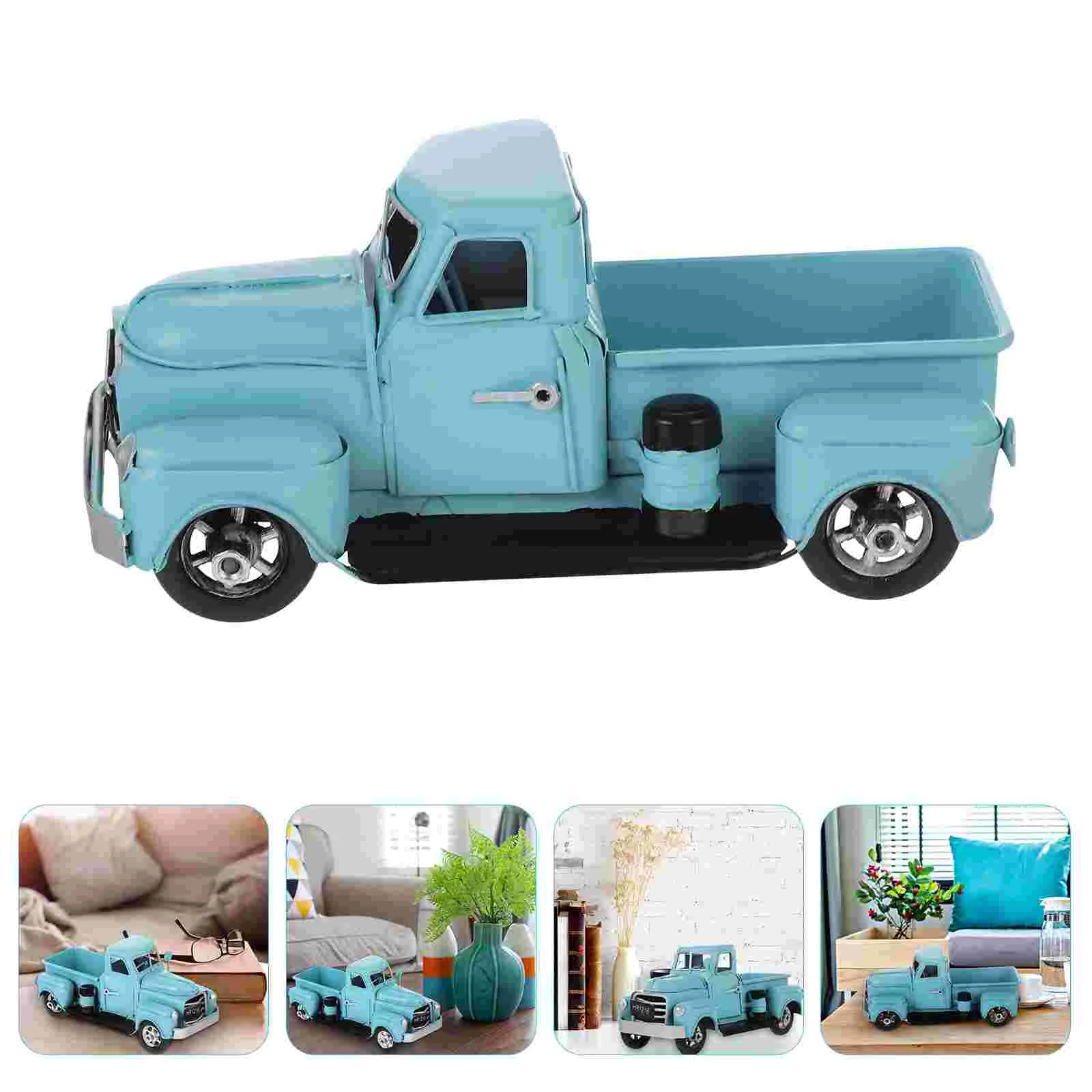 Tin Car Model Photo Prop Iron Pickup Truck Vintage Models for Decoration Ship Adornment