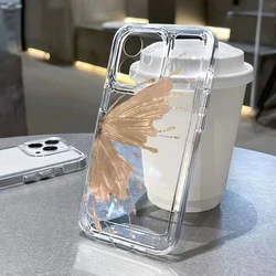 Luxury INS Gold Butterfly Transparent Case For Samsung Galaxy A15 A35 A55 A34 A54 5G A33 A53 S24 Ultra S23 FE S22 S21 Plus Cover