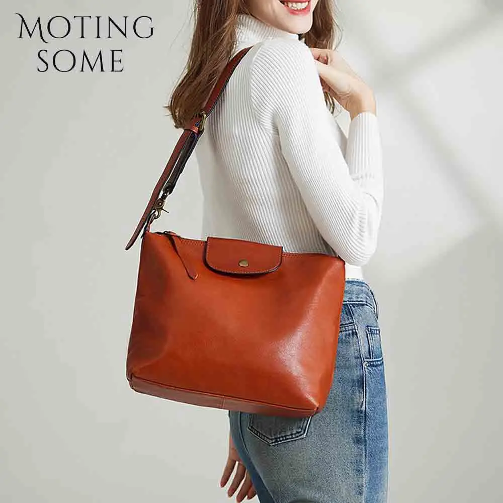 

Motingsome Plant-tanned leather cowhide shoulder bag woman handbag and purses crossbody messenger pouch casual tote 2024 new