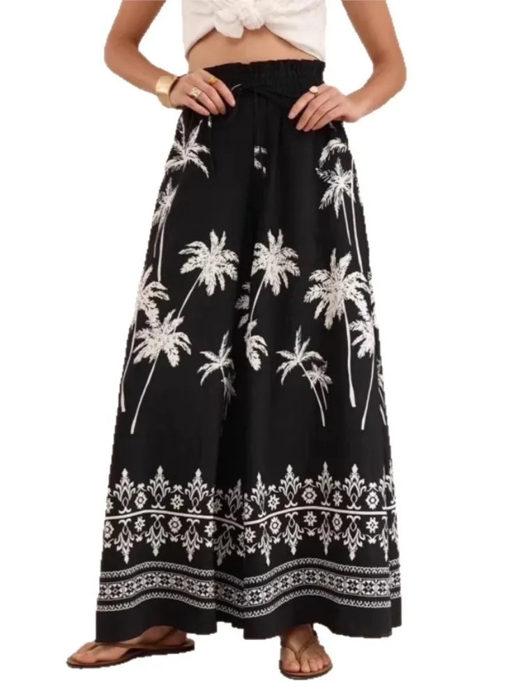 Pantalon Palazzo Boho pour femmes, jambes larges, enveloppe de Yoga, ceinture à nouer, Cover-Up pour la plage, doux et respirant, ample, été 2026