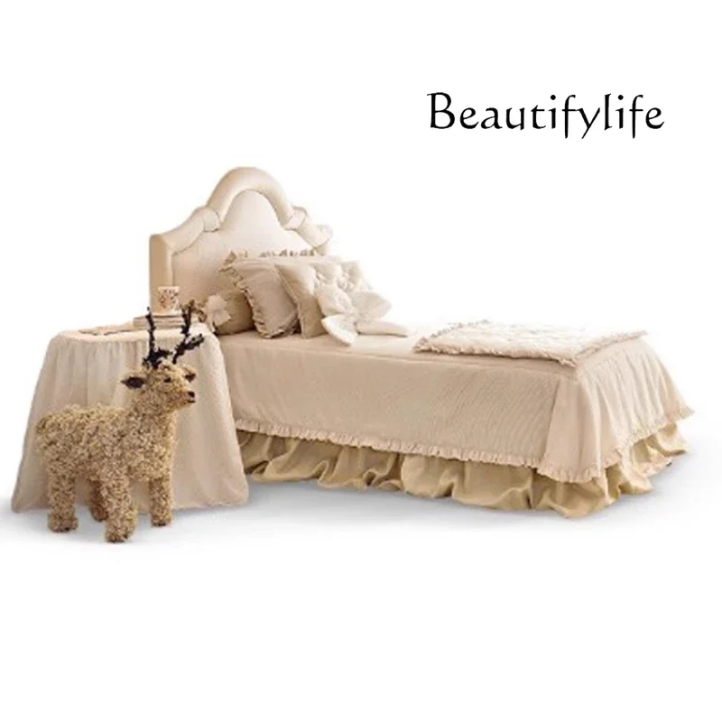 BJ Princess Crown Bed Nordic Aesthetics Safe Lazy Fashionable Bed Comfortable Minimalist Soft Kawaii Wood Cama Casal Furniture