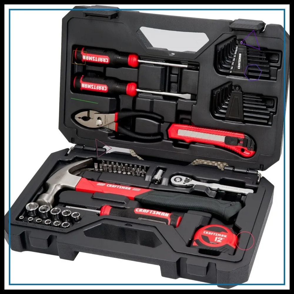 

Набор механических инструментов из 57 предметов с розетками, трещоткой, отвертками, молотком и плоскогубцами для домашних проектов DIY