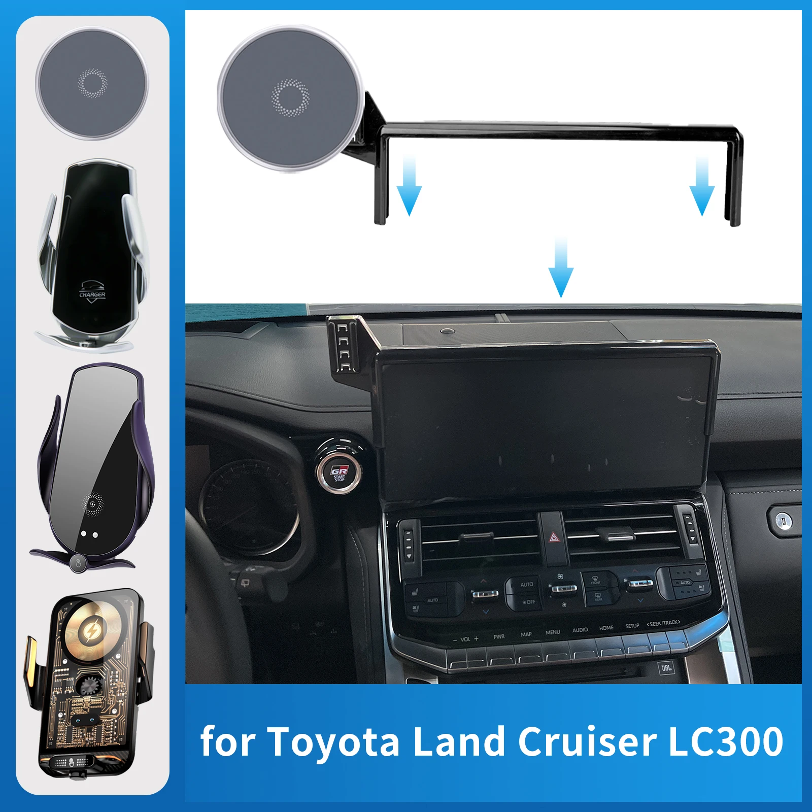

for Toyota Land Cruiser LC300 2022 2023 2024 (Screen Without USB) Car Phone Holder Screen Fixed Navigation Bracket Charging