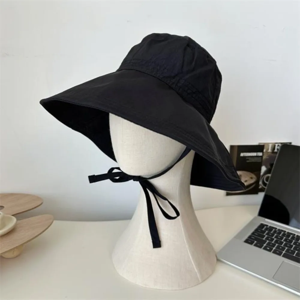

Korean Style Lace-up Fisherman Hat Sunshade Foldable Sunshade Basin Hat Multi-functional Wide Brim Cover Outdoor Fishing Cap