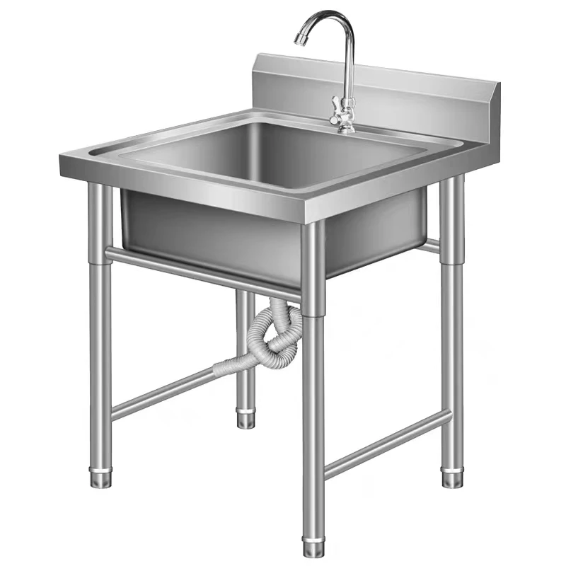 Factory Direct Free Standing Utility Commercial Stainless Steel Kitchen Sink Single Bowl for Outdoor