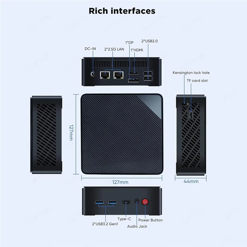 Mini computadora Terminal en la nube 2,5G Red dual Oficina Gaming Host Vice PC pequeña 8+ 128+ Wifi Enchufe de la UE